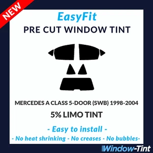 EasyFit Static Pre Cut Tint For Mercedes A Class 5-door (SWB) 98-04 5% Limo Rear - Picture 1 of 3
