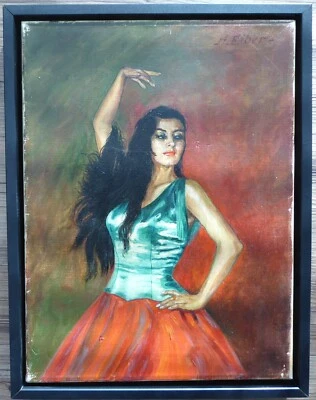 Hans Heinrich EIBER (*1889) "Flamenco" Spanien  30x40cm Sammlerstück! #128 - Bild 1 von 4