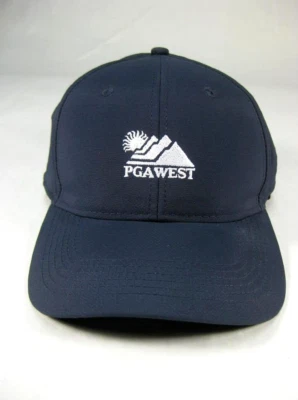 PGA West Mens Hat Cap Strap Back Adjustable Black White Mountains Sun Logo Golf - Image 1 of 4