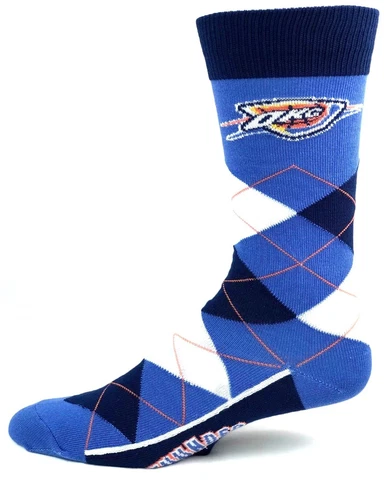 Oklahoma City Thunder Basketball Blue Argyle Lineup Dress Crew Socks Cover