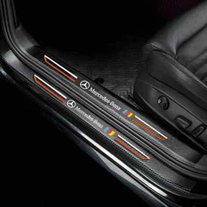4Pcs Car Threshold Strip Door Plate Sill Scuff Cover Sticker for Mercedes Benz - Imagen 1 de 7