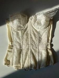 Vintage 1950s Warner's Merry Widow White Lace Boned Bustier Corset Size 32 33 - Picture 1 of 16