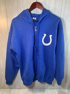 Andrew Luck #12 full zip hoodie Large Indianapolis Colts Blue Horseshoe GILDAN - Picture 1 of 9