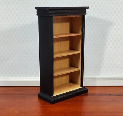Кукольный домик 4 полки книжный шкаф черный свет дуб отделка масштаб 1:12 мебель книжная полка - Изображение 1 из 4