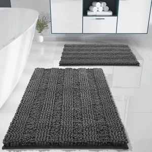 Washable Bathroom Rugs Sets 2 piece Non Slip Quick Dry Absorbent Bath Mat Set... - Picture 1 of 9