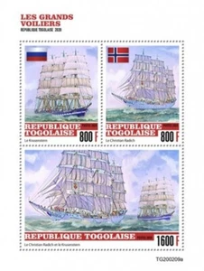 Togo - Barcos altos y banderas 2020 - Hoja de 4 sellos - TG200209a - Imagen 1 de 1