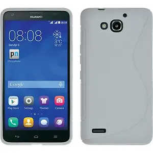 Silikon Hülle für Huawei Honor 3X G750 weiß S-Style + 2 Schutzfolien