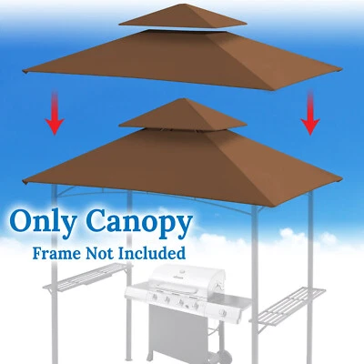 STRONG CAMEL BBQ 8'x5' Double Tier Replacement Canopy Grill Gazebo Roof Gazebo Cover Top