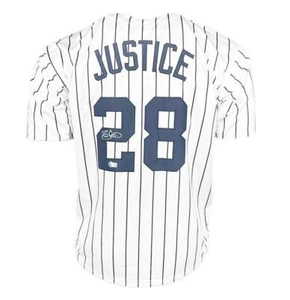 David Justice Signed New York Pinstripe Baseball Jersey (Beckett) - Picture 1 of 3