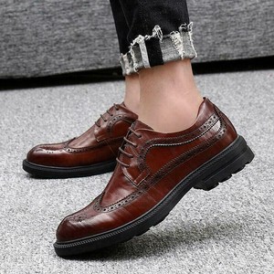 Men Low Top PU Leather Business Brogue Shoes Pointy Toe Work Wingip Carved 866