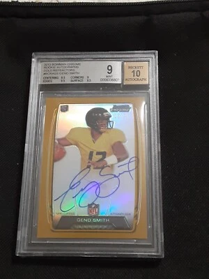 2013 Bowman Chrome Geno Smith RC Gold Refractor Auto Serial #'d 25/75 BGS 9/10 - Image 1 of 4