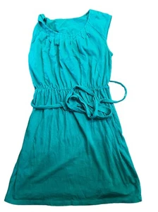 Loft Womens Dress Size Small Petite Green Belted Gathered 35” Length - Picture 1 of 3