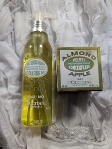 L'Occitane En Provence Almond/Apple 1.7 Oz& Cream/Face Cleansing Oil 6.7 Oz RARE - Picture 1 of 9
