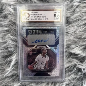 2023 Prizm Draft Picks Isaiah Wong Mojo Sensational Signatures Auto /25 CGA 8.5 - Picture 1 of 3