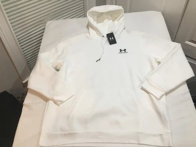 NWT $60.00 Under Armour Mens Essential Fleece Hoodie White Size 3XL - Image 1 of 2