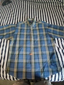 Timberland Shirt Size M Men's Plaid Button Up Short Sleeve Casual Denim Wear - Picture 1 of 8