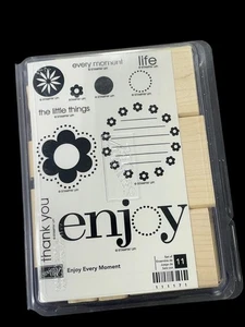 Stampin' Up! Enjoy Every Moment Wood Rubber Stamp Set 11-Piece Floral - Picture 1 of 2
