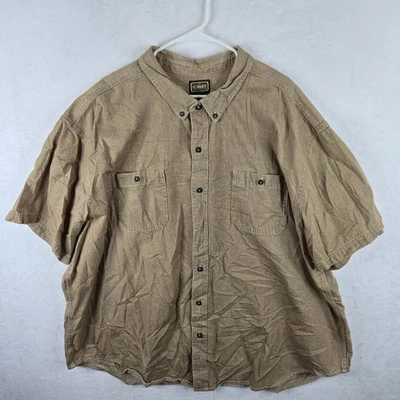 C. E. Schmidt Workwear Mens Brown Canvas Short Sleeve Button Up Shirt Size 4XL - Image 1 of 3