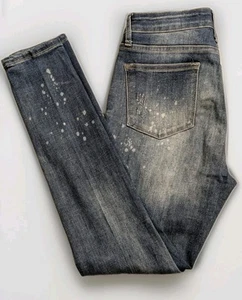 Judy Blue Size 7/28 Skinny Fit Distressed Denim Jeans Splatter Spots 88197 NEW - Picture 1 of 16