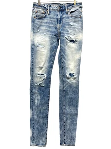 American Eagle Stacked Skinny Jeans Herren Größe 30 x 38 - Medium Wash Distressed - Bild 1 von 13