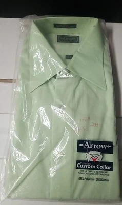 Camisa Vintage Arrow Personalizada Gola Botão para Cima Tamanho 16.5 - 35 Verde Claro Perfeito - Imagem 1 de 4