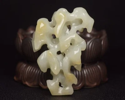 Certified Natural Hetian Jade hand carving Money decoration Statue FengShui11128 - Image 1 of 4