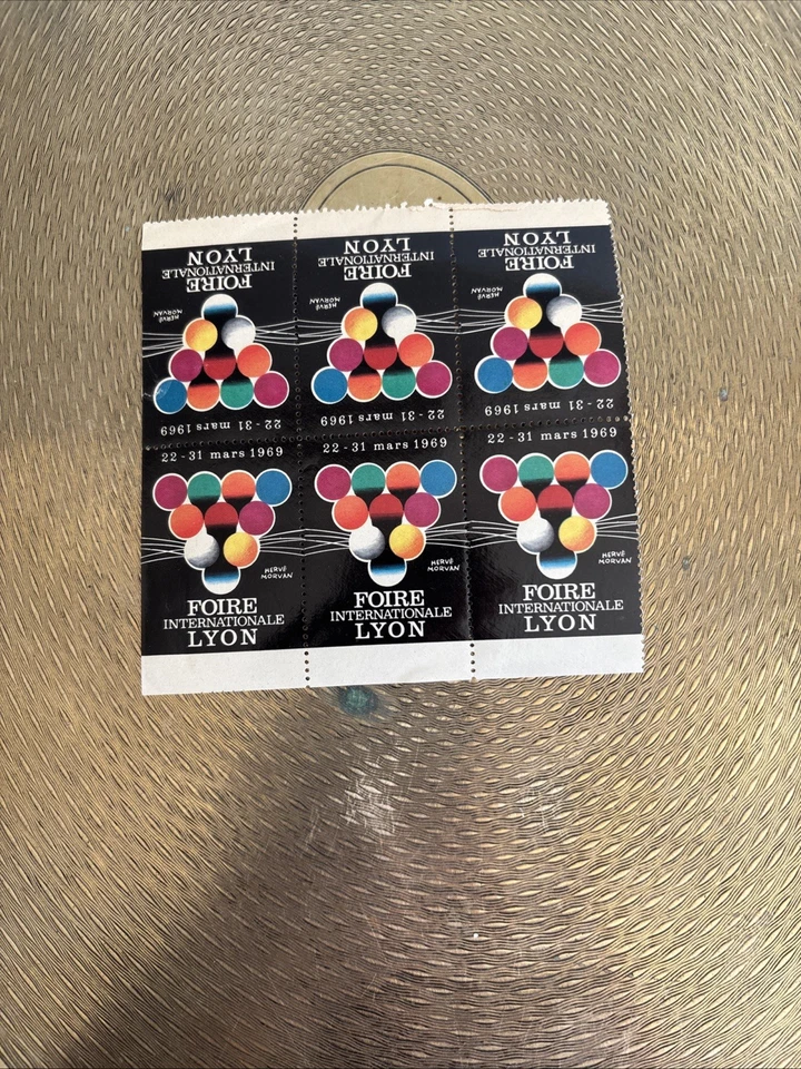 poster stamp cinderella vignette Foire De Lyon 1969 Tête Bêche Bloc - Photo 1/1