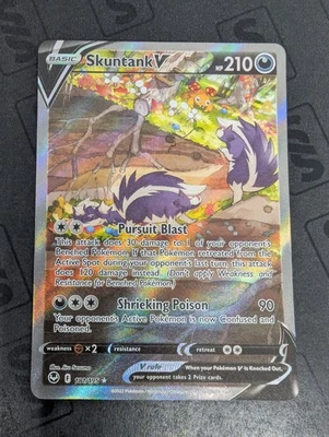 Pokémon TCG Skuntank V 181/195 Alternate Art Silver Tempest Holo - Image 1 of 2