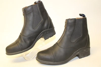 Ariat Womens Size 8.5 B 39 M Black Leather Front Zip Paddock Chelsea Work Boots - Image 1 of 4