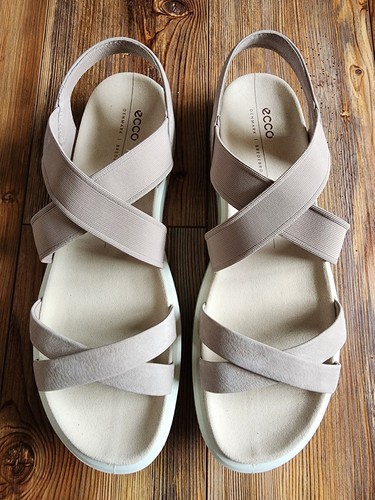 ECCO sandali donna elasticizzati scarpe grigio rosa nabuk cinturini incrociati nuovi con scatola 41 10