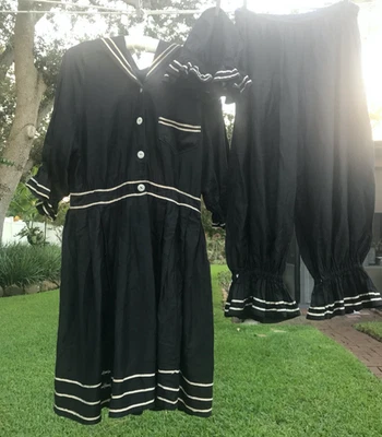 Antique Edwardian Victorian Dress Swimsuit Dress Bloomers Bonnet Costume Bathing - Image 1 of 4