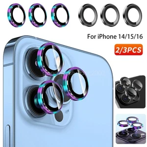 2/3 Stück Metall Ring Hartglas Kamera Linse Schutz Abdeckung für iPhone 14 15 16 - Bild 1 von 18