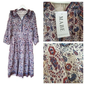 Mabe Indian cotton block print shirt dress boho hippy ethnic work arty s m 10 12 - Picture 1 of 23
