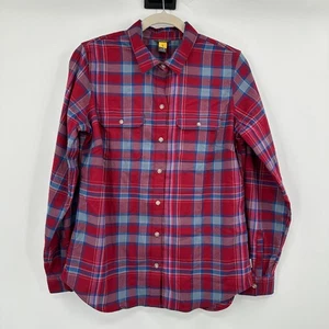 Camisa de franela para mujer Eddie Bauer mediana roja azul a cuadros rendimiento flexible nueva con etiquetas - Imagen 1 de 10
