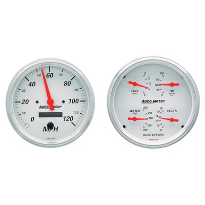 AutoMeter for Gauge Kit 2 Pc. Quad & Speedometer 5in. Arctic White - Image 1 of 4