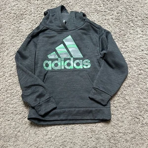 Adidas Kid Boy Pullover Hooded Sweatshirt Sz 8 Gray - Picture 1 of 3