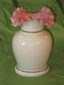 Antique Peachblow Pink & White Cased Glass Vase - Picture 1 of 1