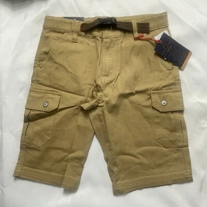 NEW WITH TAGS WEATHERPROOF VINTAGE CARGO POCKETS KHAKI SHORT BOYS SIZE 14 BELT - Picture 1 of 4