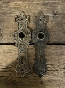 PAAR antike verzierte Eastlake Türrückplatten, Messing, neogrek, ausgefallen, viktorianisch - Bild 1 von 3