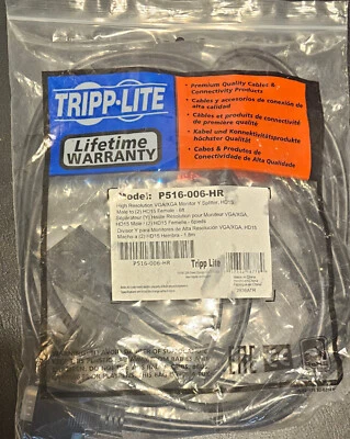 TRIPP LITE P516-006-HR High Resolution VGA Monitor Y Splitter Cable HD15 to 2x - Image 1 of 3