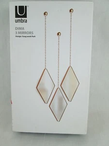 Espejo de Pared Decorativo Umbra Dima Diamante Mate Latón Cantado Wook Park - 3 en Caja - Imagen 1 de 7