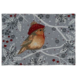 Platzdeckchen "Vogel mit Mütze" Gobelin 33cmx46cm Platzset Winterdekoration - Bild 1 von 1
