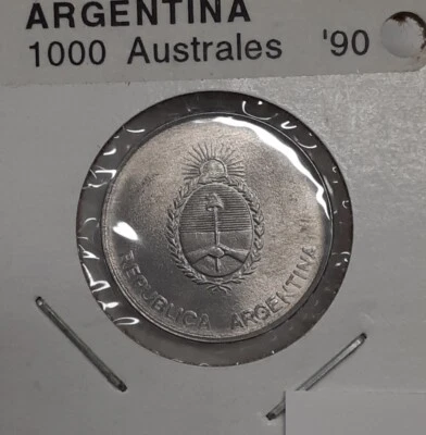 1991 Argentina 1000 Australes Aluminum Coin  UNC - Image 1 of 2