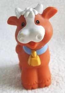 Fisher Price ~ Little People Brown & White Cow ~ Blue Collar/ Yellow Tag   - Picture 1 of 4