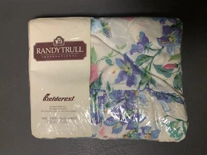 Fieldcrest Purple Floral Flat Sheet Ruffled (Randy Trull) Size Twin - Picture 1 of 4