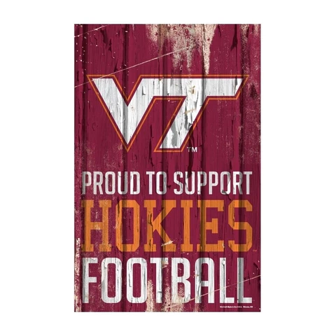 Virginia Tech Hokies 11"x17" Proud to Support Wood Sign [NEW] NCAA Banner Wall Cover