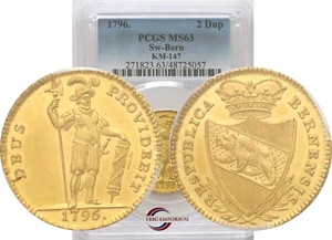 1796 Switzerland: Bern. Canton gold 2 Duplone PCGS MS63 - Picture 1 of 1