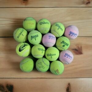 Lot of 15 USED Wilson, Penn, Dunlop Tennis Balls (Green And Pink)