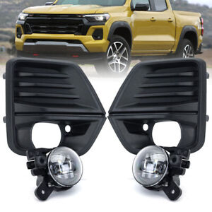 For 2023 2024 Chevy Colorado LED Fog Lights Lamps W/Cover Bezel Wire Harness kit