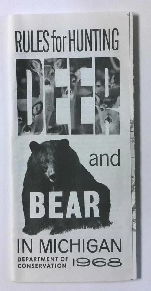 Folleto de regulación de licencia de caza de ciervos y osos Michigan Conservation 1968 Foto 1 de 1
